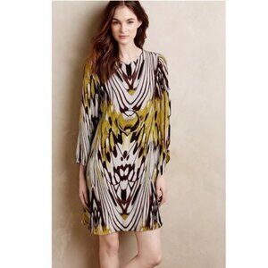 Anthropologie Leifsdotir Sarita Silk Swing Dress 6 Small Flowy Sleeves